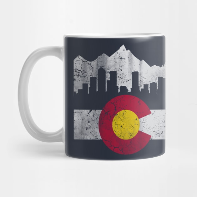 Vintage State of Colorado Flag Skyline by E